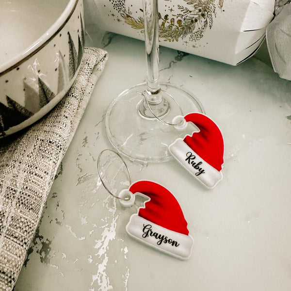 Santa Hat Christmas Party Drinks Charms, Place Names