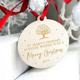 Sustainable Wood  School Bauble Package, Children's Personalised Christmas Baubles