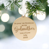 1st Christmas As My Godmother Personalised Bauble