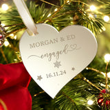 Engaged Personalised Christmas Heart Decoration