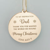 To My Inspiration Dad Personalised Christmas Keepsake Bauble Gift