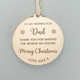 To My Inspiration Dad Personalised Christmas Tree Decoration