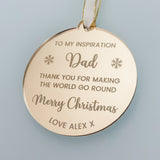 To My Inspiration Dad Personalised Christmas Keepsake Ornament