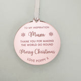 To My Inspiration Mum Personalised Christmas Keepsake Ornament