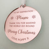 To My Inspiration Mum Personalised Christmas Tree Decoration