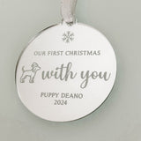 Puppy Personalised First Christmas Hanging Ornament