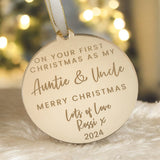 1st Christmas As My Auntie & Uncle Personalised Bauble