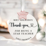 Personalised Teacher Luxury Christmas Bauble