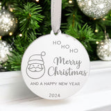 Merry Christmas Engraved Luxury Silver Mirror Bauble