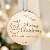 Merry Christmas Engraved Luxury Gold Mirror Bauble