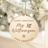 Merry Christmas Teacher Personalised Bauble