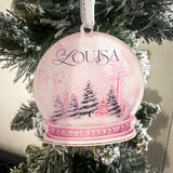 Girl's Pink Christmas Personalised Tree Decoration Bauble