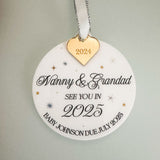 Nanny & Grandad To Be Personalised Christmas Bauble, Baby Announcement