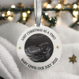 Expecting Couples Christmas Bauble, Baby Due Scan Photo