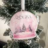 Girl's Pink Snow Globe Christmas Personalised Tree Decoration