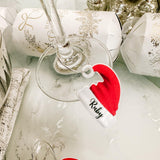 Santa Hat Personalised Christmas Party Drinks Charms, Table Décor