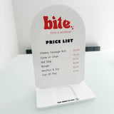 Acrylic Price List Sign With Tap Here To Pay