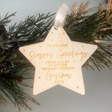 School Christmas Bauble Package, Personalised Star, Sustainable Class Gifts