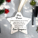 Teacher Personalised Christmas Star Bauble