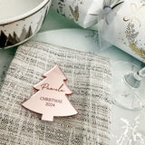 Rose Gold Mirror Engraved Christmas Dinner Place Names