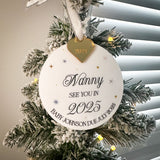 Baby Announcement Nanny To Be Personalised Christmas Bauble