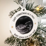 Last Christmas As A Two Personalised Keepsake Pregnancy Ornament