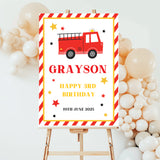 Personalised Boy's Fire Engine Birthday Party Sign 