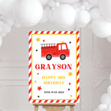 Personalised Boy's Fire Truck Birthday Party Sign A1