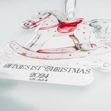 Baby's 1st Christmas Personalised Rocking Horse Bauble, Holiday Ornament