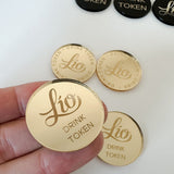 Business Logo Engraved Complimentary Drinks Tokens