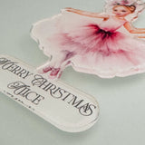 Girl's Christmas Ballerina Personalised Bauble, Pink Tree Décor