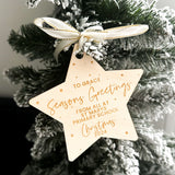 PTA Gift Ideas, Cheap School Christmas Bauble Package, Personalised Stars, Sustainable Class Gifts