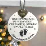 Growing Family Baby Due Personalised Christmas Bauble