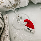 Works Party Santa Hat Personalised Christmas Glass Markers