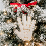 Wood Engraved Children's Hand print Personalised Keepsake Tree Decoration