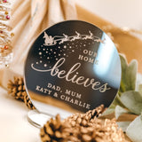 Silver Mirror Family Christmas Table Sign
