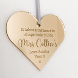 Teacher Keepsake Gift - Personalised Mirror Heart Hanging Tag