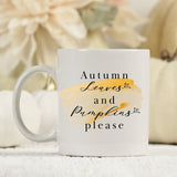 Autumn Leaves & Pumpkins Please Halloween Mug